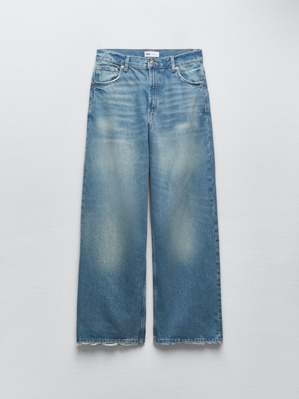 Zara Faded Light Blue Wide-Leg Jeans